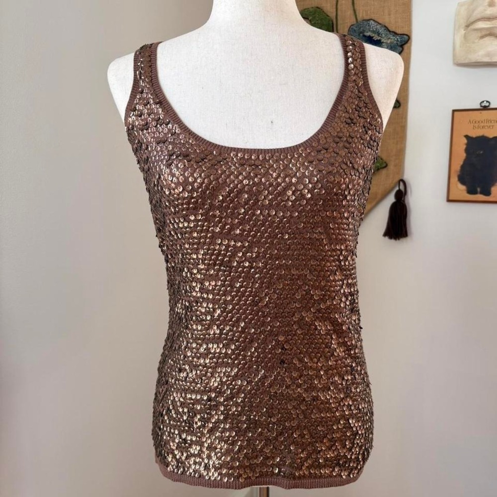 Brown BEBE Sequin Tanktop